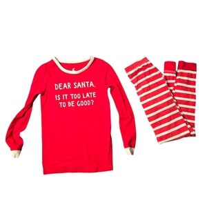 Cotton On Dear Santa Red Striped Pajama Set Size: 6